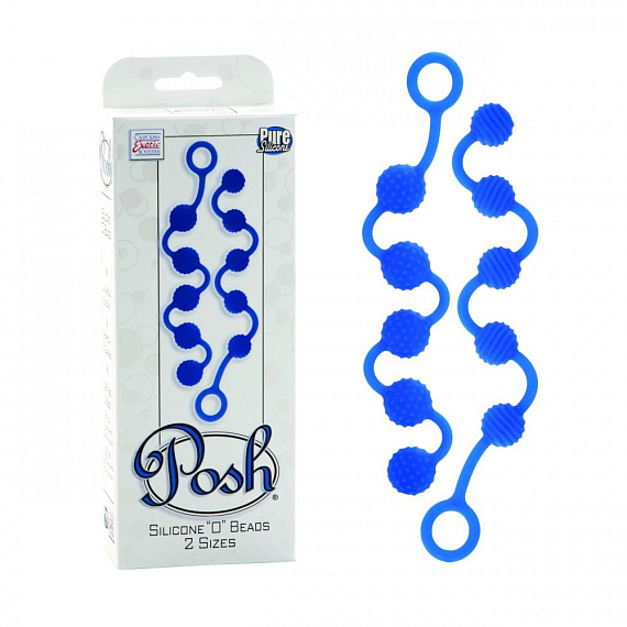 Набор голубых анальных цепочек Posh Silicone O Beads - силикон