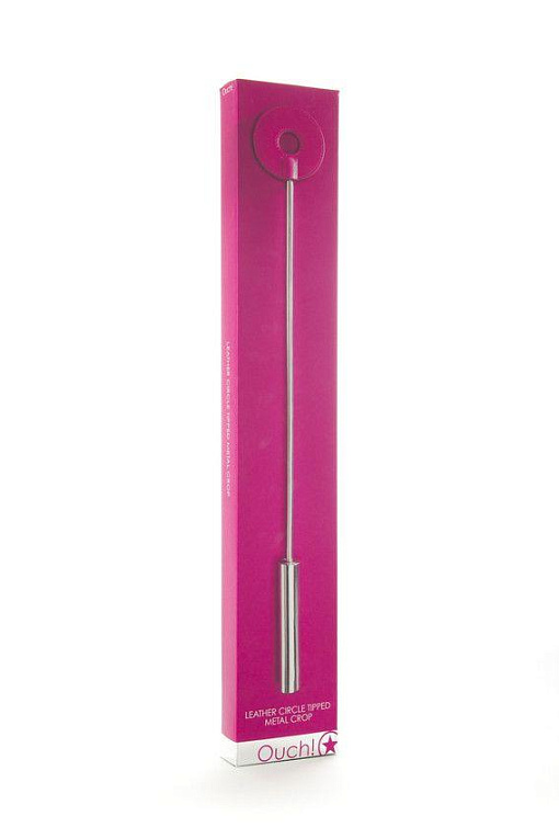 Розовая шлёпалка Leather Circle Tiped Crop с наконечником-кругом - 56 см. от Intimcat