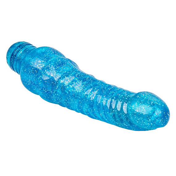 Синий вибратор-реалистик Sparkle Glitter Jack - 18,25 см. от Intimcat