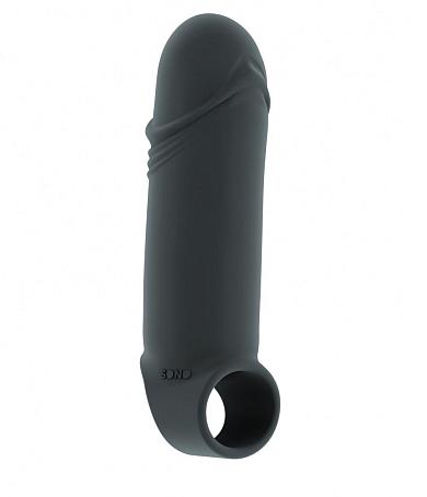 Серая удлиняющая насадка Stretchy Thick Penis Extension No.35 - 15,2 см.