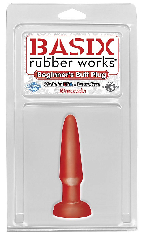 Красная анальная пробка Beginners Butt Plug - 10,9 см. - поливинилхлорид (ПВХ, PVC)