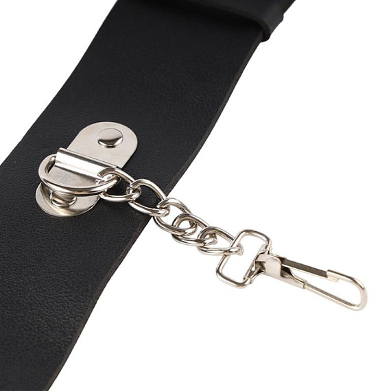 Черные гладкие наручники с металлическими вставками - фото 5