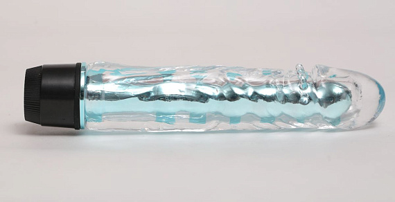 Прозрачно-голубой вибратор с пупырышками - 17,5 см. - поливинилхлорид (ПВХ, PVC)