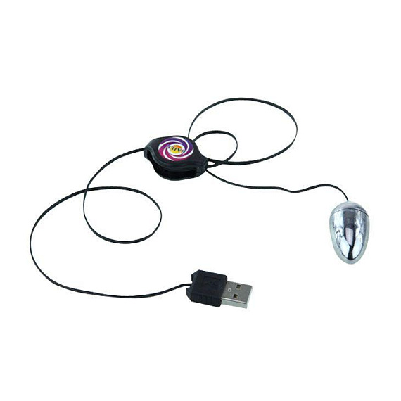 Серебристое виброяйцо с USB-питанием - анодированный пластик (ABS)