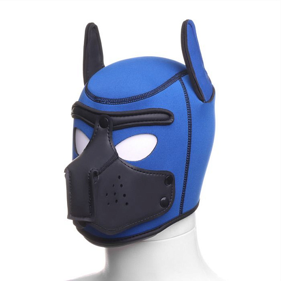 Синяя неопреновая БДСМ-маска Puppy Play - фото 8