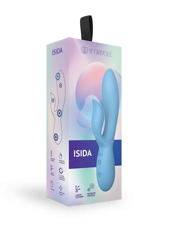 Голубой вибратор-кролик из силикона Isida - 21 см. - силикон