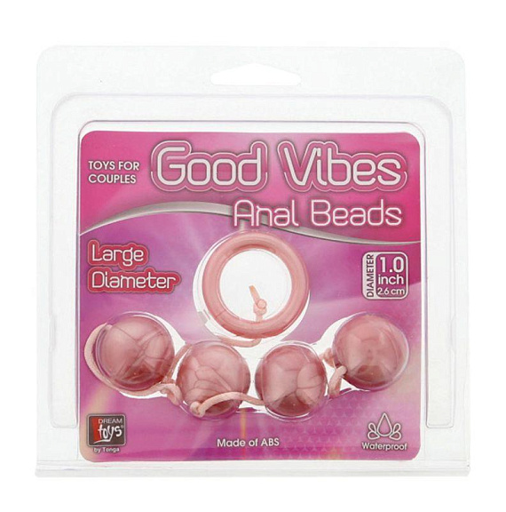 Розовые перламутровые анальные шарики большого диаметра - анодированный пластик (ABS)