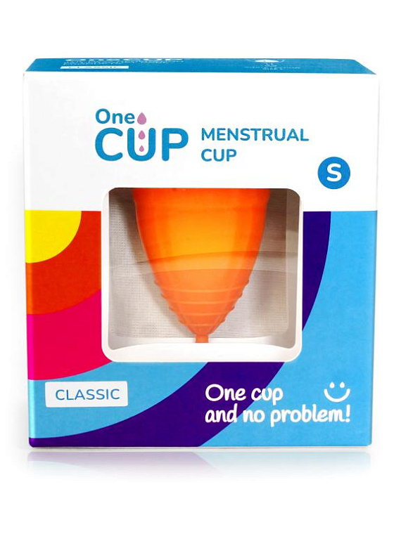 Оранжевая менструальная чаша OneCUP Classic - размер S - фото 5