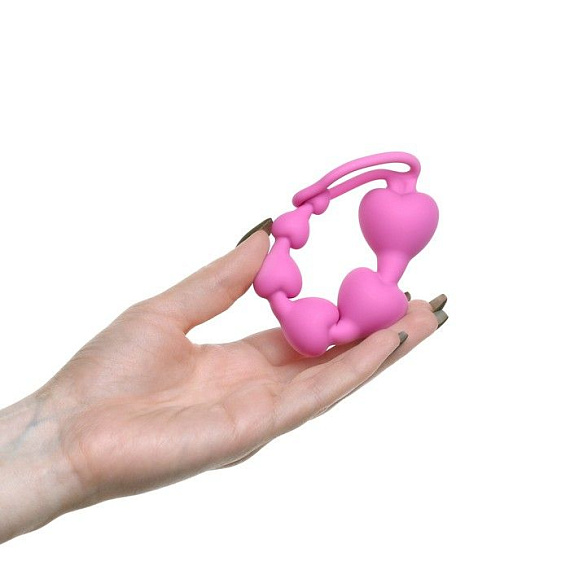 Розовая анальная цепочка-елочка «Оки-Чпоки» - 18,5 см. - силикон