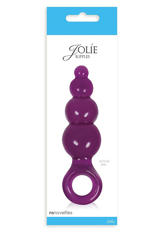 Средняя фиолетовая анальная пробка Jolie Ripples - 12 см. - термопластичный эластомер (TPE)