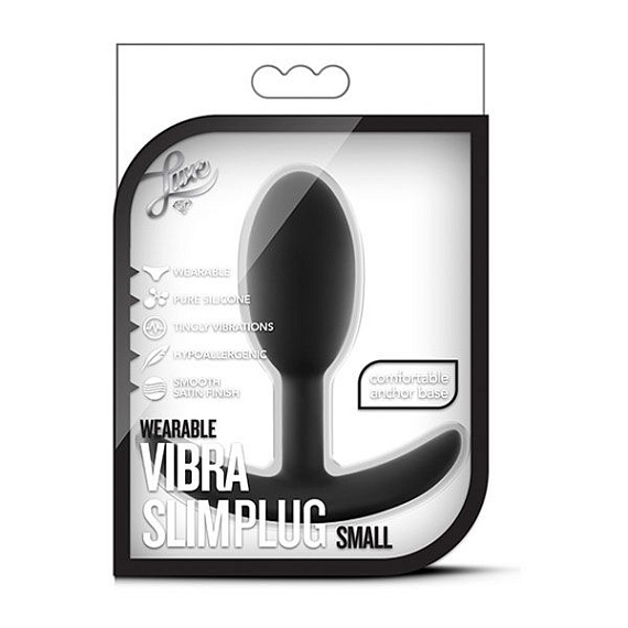 Черная анальная пробка Wearable Vibra Slim Plug Small - 8,9 см. - силикон