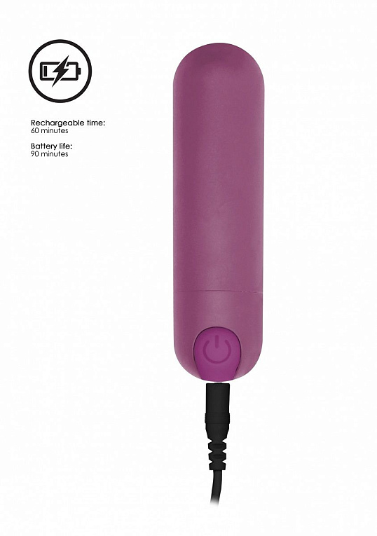 Фиолетовая перезаряжаемая вибропуля 7 Speed Rechargeable Bullet - 7,7 см. - анодированный пластик (ABS)