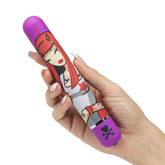 Фиолетовый вибратор с принтом CLASSIC VIBRATOR PURPLE DEVIL WOMAN - 18,4 см. от Intimcat