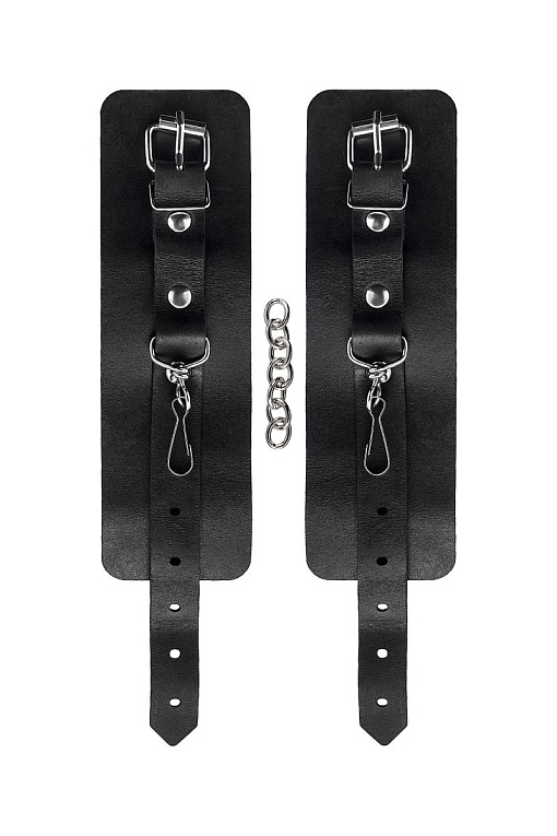 Черные однослойные кожаные наручники - фото 5