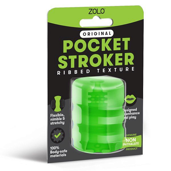 Зеленый портативный мастурбатор Zolo Original Pocket Stroker - термопластичный эластомер (TPE)