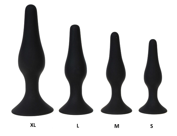 Черная силиконовая анальная пробка размера L - 12,2 см. - силикон