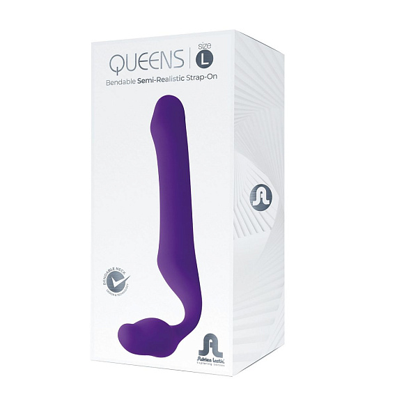 Фиолетовый безремневой страпон Queens L - силикон