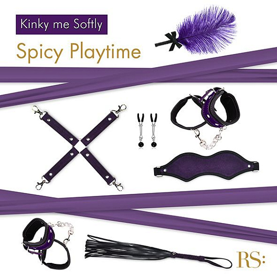 БДСМ-набор в фиолетовом цвете Kinky Me Softly - искусственная кожа