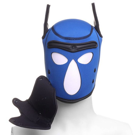 Синяя неопреновая БДСМ-маска Puppy Play - фото 10