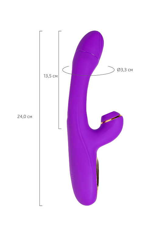 Фиолетовый вибратор с вакуумной стимуляцией и язычком Pitti - 24 см. - фото 6