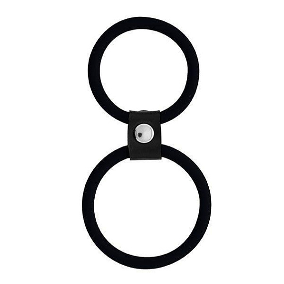 Чёрное двойное эрекционное кольцо Dual Rings Black - силикон