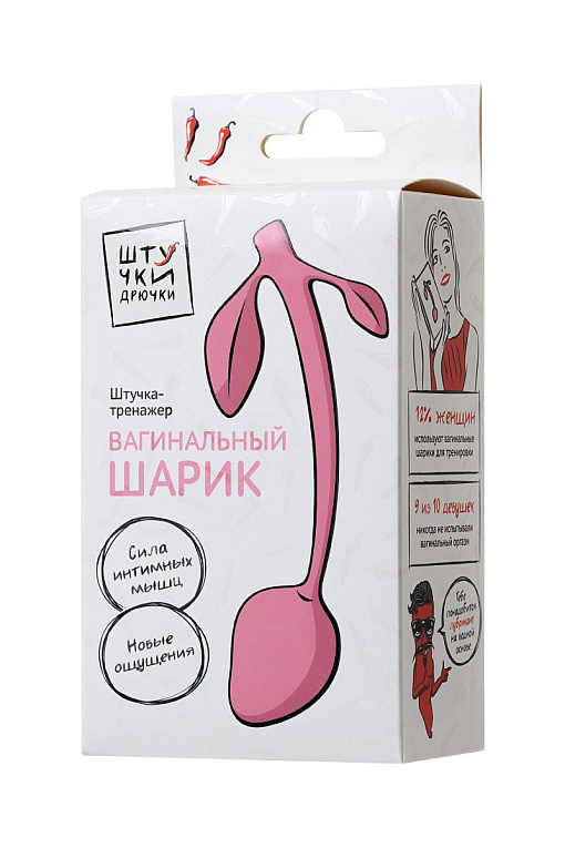 Розовый силиконовый вагинальный шарик с лепесточками - силикон
