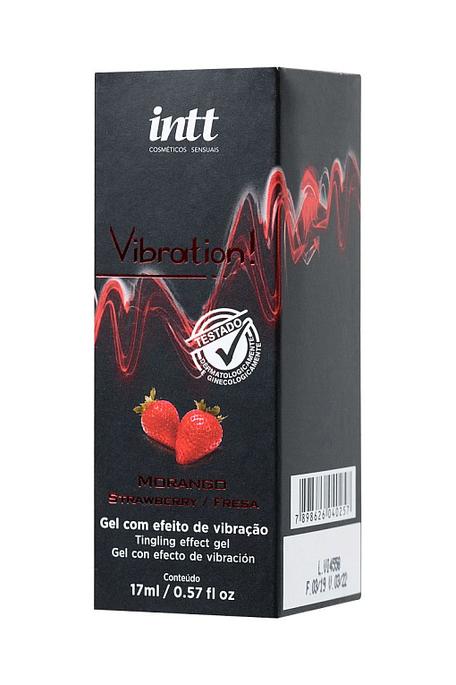 Жидкий массажный гель VIBRATION Strawberry с ароматом клубники и эффектом вибрации - 17 мл. - 