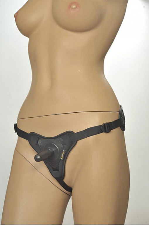 Чёрные трусики с плугом Kanikule Strap-on Harness Anatomic Thong - неопрен