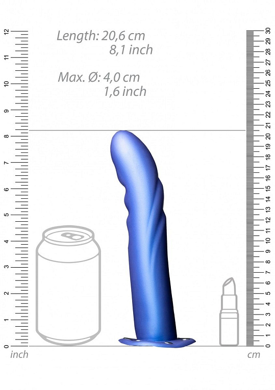 Синий страпон-фаллопротез с ребристой фактурой - 20,6 см. - фото 6