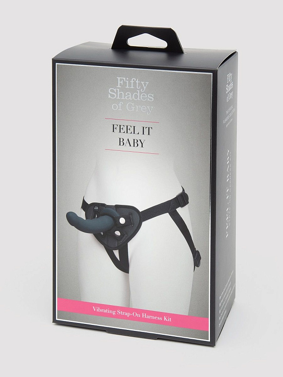 Черный страпон с вибрацией Feel It Baby Strap-On Harness Kit - 17,8 см. - фото 5