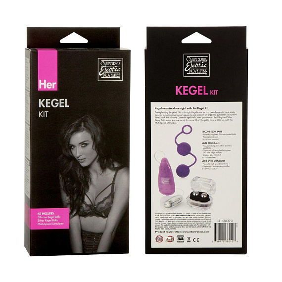 Женский набор для вагинальной стимуляции HER KEGEL KIT: 2 вида шариков и вибропуля - ABS-пластик, силикон