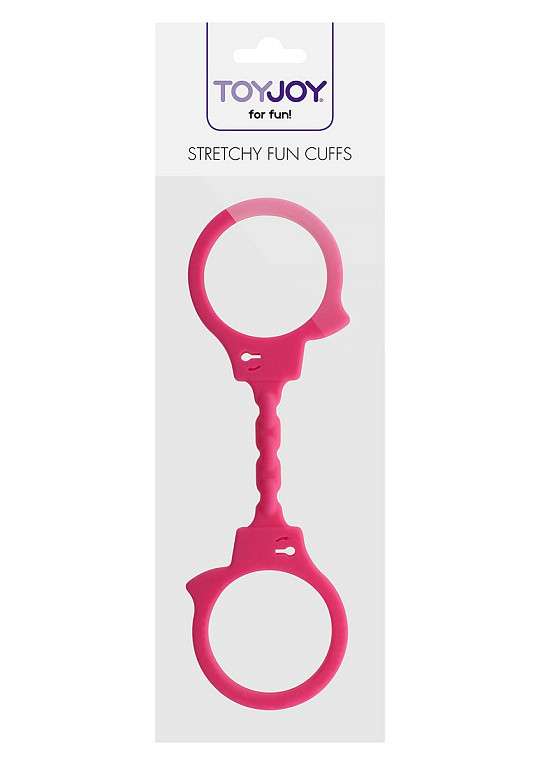 Розовые эластичные наручники STRETCHY FUN CUFFS - силикон