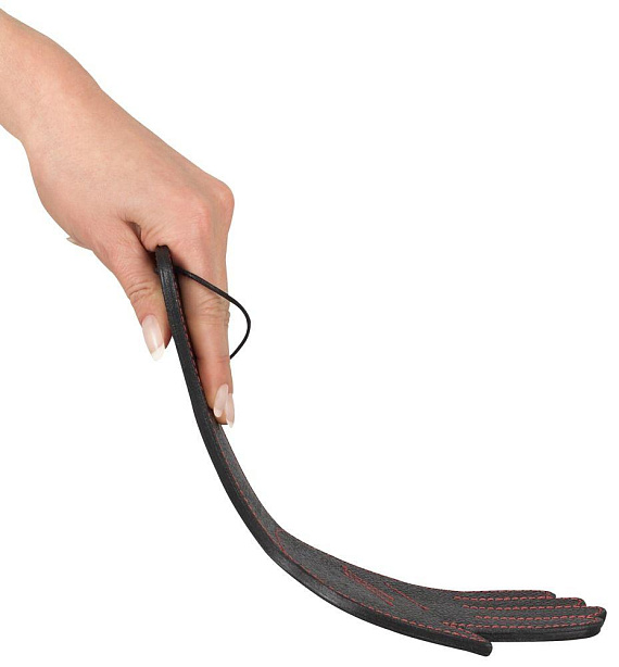 Чёрная шлёпалка Slapper Hand в виде ладошки с контрастной строчкой - 30 см. от Intimcat
