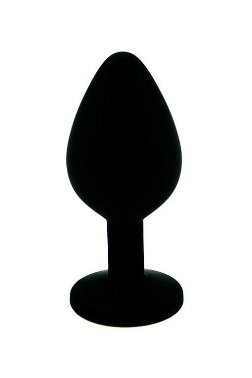 Чёрная силиконовая анальная пробка с светло-розовым кристаллом - 7 см. от Intimcat