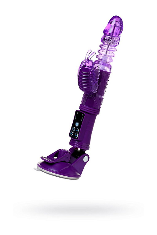 Фиолетовый вибратор-кролик на присоске - 23,5 см. Штучки-дрючки