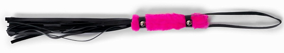 Черный флогер с розовой ручкой - 28 см. - искусственная кожа