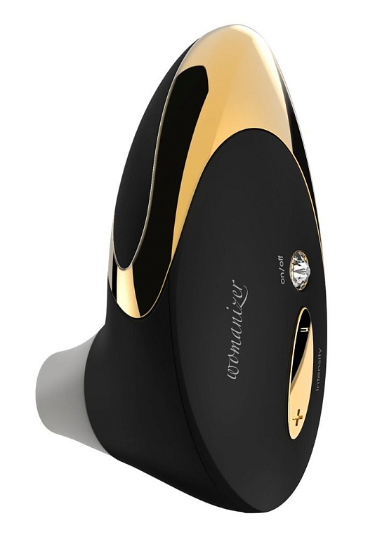 Чёрно-золотой бесконтактный вакуумный стимулятор клитора Womanizer W500 Pro - пластик, силикон