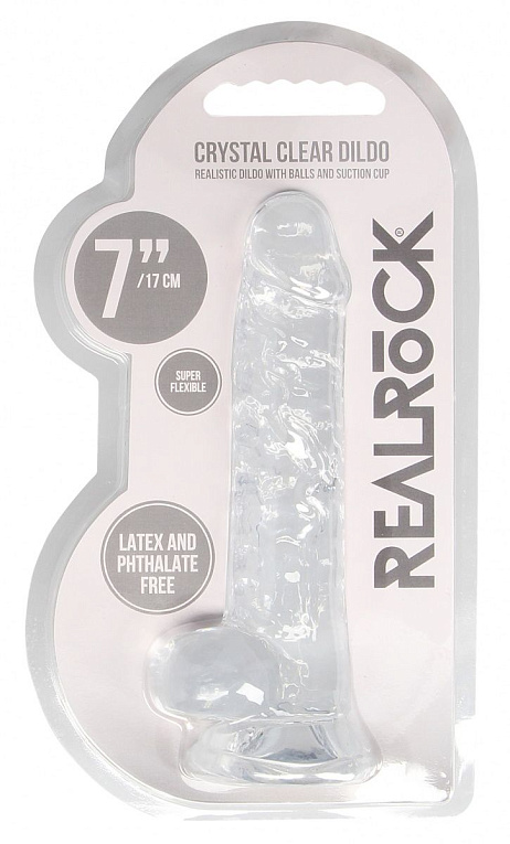 Прозрачный фаллоимитатор Realrock Crystal Clear 7 inch - 19 см. от Intimcat