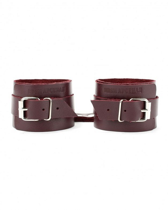Бордовые наручники Maroon Handcuffs - натуральная кожа