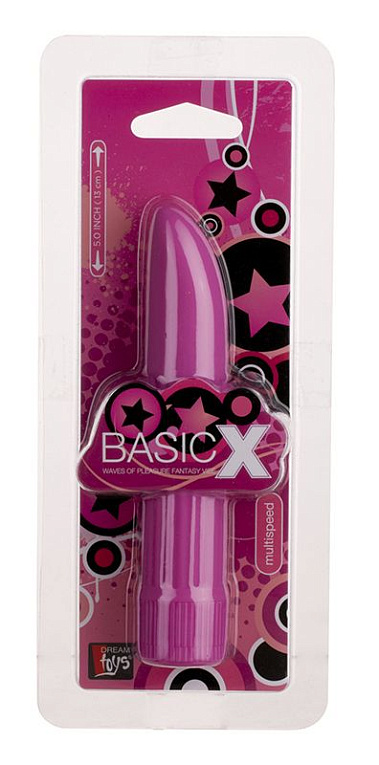 Фиолетовый классический вибромассажёр BASICX MULTISPEED VIBRATOR PURPLE 5INCH - 13 см. - анодированный пластик (ABS)