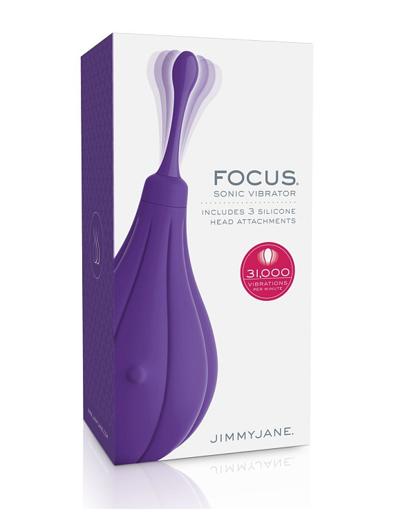 Фиолетовый вибростимулятор Focus Sonic Vibrator с 3 насадками - фото 10