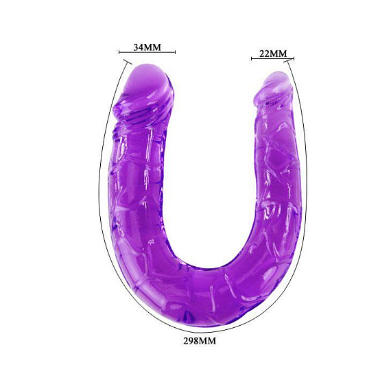 Двухголовый  фиолетовый фаллоимитатор - 29,8 см. Baile