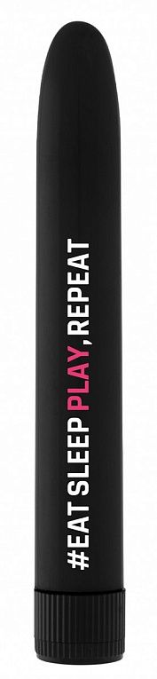 Черный гладкий вибромассажер #EatSleepPlayRepeat - 17,2 см.