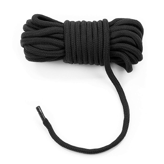 Черная верёвка для любовных игр - 10 м. - 100% хлопок