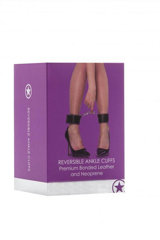 Чёрно-фиолетовые двусторонние оковы на ноги Reversible Ankle Cuffs Shots Media BV