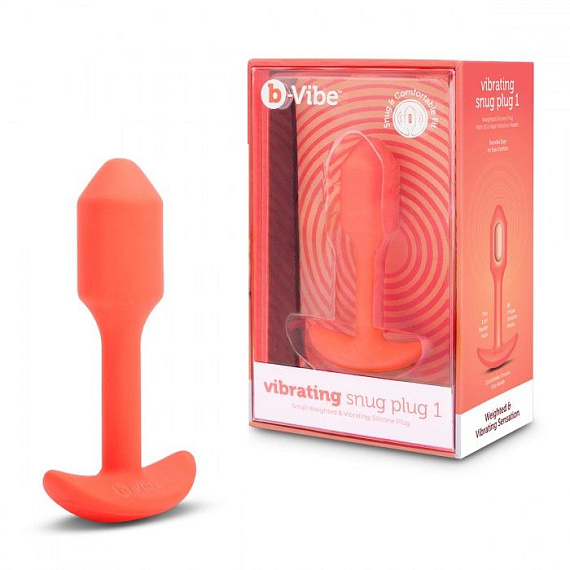 Оранжевая вибропробка для ношения B-vibe Snug Plug 1 - 10 см. - силикон