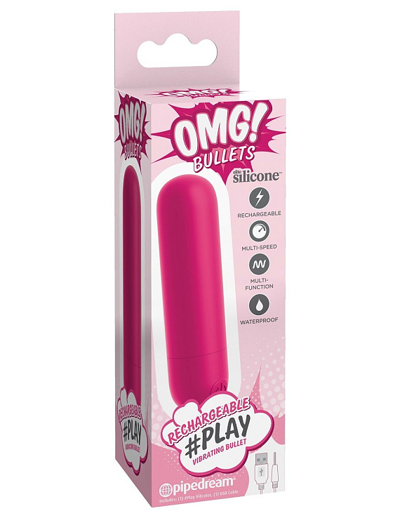Ярко-розовая перезаряжаемая вибропуля #Play Rechargeable Bullet от Intimcat