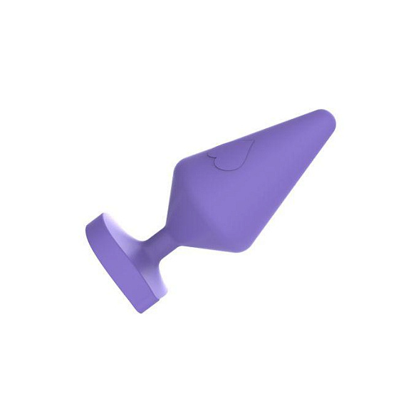 Фиолетовая анальная втулка с основанием-сердечком - 8,8 см. - силикон