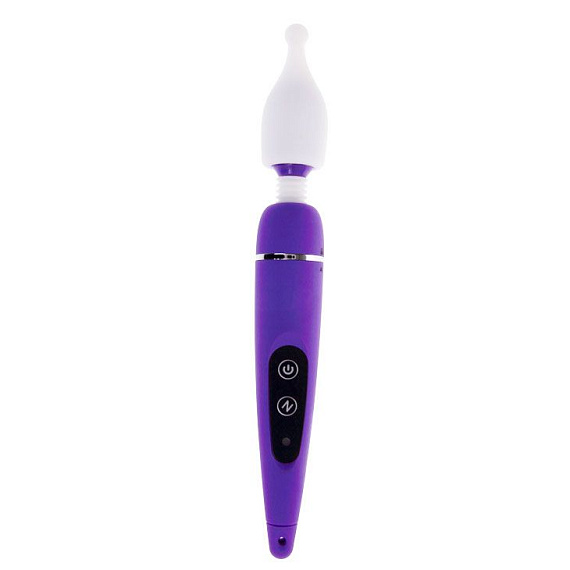 Фиолетовый вибростимулятор с насадками - 17,6 см. - анодированный пластик, силикон