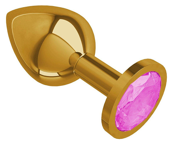 Золотистая средняя пробка с розовым кристаллом - 8,5 см. - металл